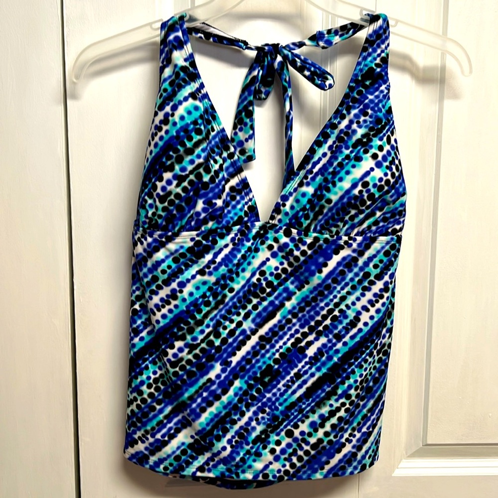 Catalina Purple Blue Polka Dot Tankini Swim Suit Top Size XL 16 /18